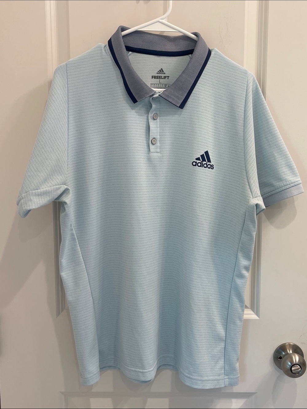 adidas Light Blue Polo with Navy Trim